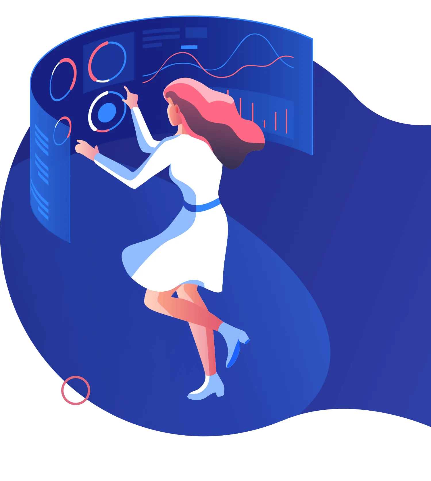 crm isometric illustration Hassle-free reporting in Weblogical - Truly Awesome CRM